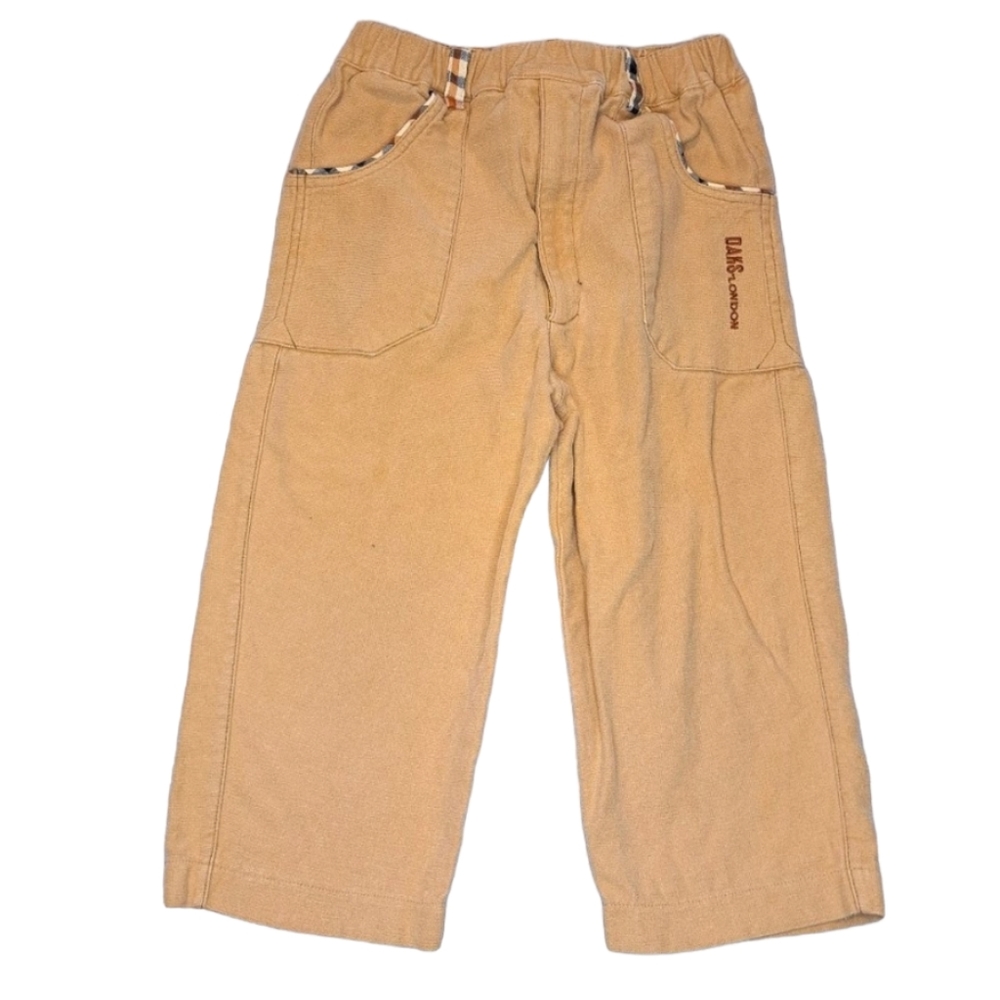 DAKS of London Boy's Soft Khaki Pants Plaid Trim Size 4